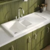 Reginox Contemporary 1.5 Bowl White Ceramic Kitchen Sink & Waste Kit with Reversible Drainer - 1000 x 500mm