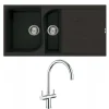 Reginox Ego Black Spek Granite 1.5 Bowl Kitchen Sink & Vellamo Caspian Dual Lever Mono Kitchen Mixer