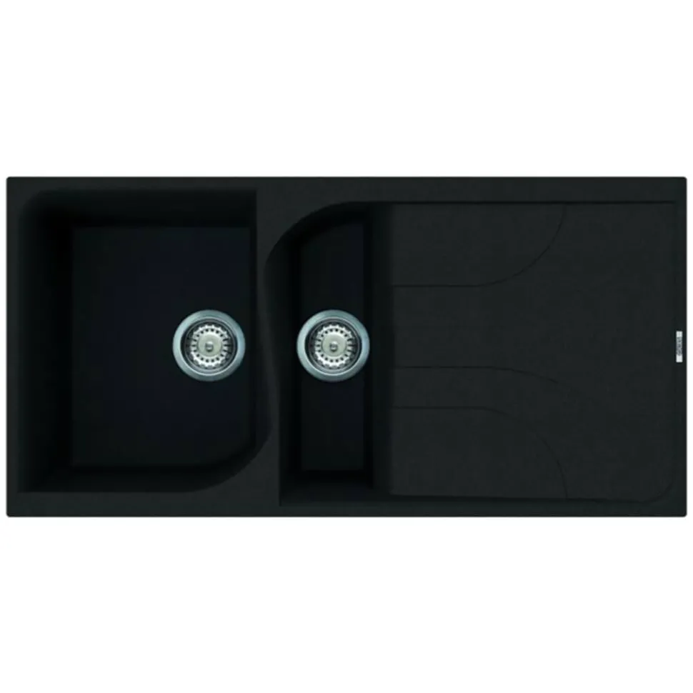 Reginox Ego Black Spek Granite 1.5 Bowl Kitchen Sink & Vellamo Caspian Dual Lever Mono Kitchen Mixer