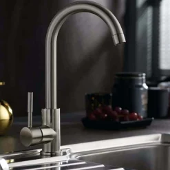 Reginox Ego 1.5 Bowl Black Spek Composite Kitchen Sink & Vellamo Revolve Monobloc Mixer Tap