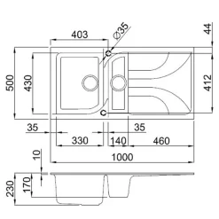 Reginox Ego 1.5 Bowl Composite Kitchen Sink with Reversible Drainer & Waste Kit - 1000 x 500mm