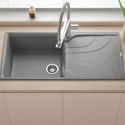 Reginox Ego Granite Composite Large Single Bowl Kitchen Sink with Reversible Drainer & Waste Kit - 1000 x 500mm