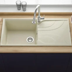 Reginox Ego Granite Composite Large Single Bowl Kitchen Sink with Reversible Drainer & Waste Kit - 1000 x 500mm