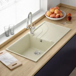 Reginox Ego Granite Composite Large Single Bowl Kitchen Sink with Reversible Drainer & Waste Kit - 1000 x 500mm