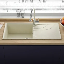 Reginox Ego Granite Composite Large Single Bowl Kitchen Sink with Reversible Drainer & Waste Kit - 1000 x 500mm
