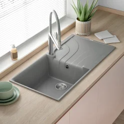 Reginox Ego Granite Composite Large Single Bowl Kitchen Sink with Reversible Drainer & Waste Kit - 1000 x 500mm