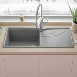 Reginox Ego Granite Composite Large Single Bowl Kitchen Sink with Reversible Drainer & Waste Kit - 1000 x 500mm