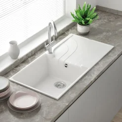 Reginox Ego Granite Composite Large Single Bowl Kitchen Sink with Reversible Drainer & Waste Kit - 1000 x 500mm