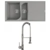 Reginox Ego Titanium Grey Granite Composite 1.5 Bowl Kitchen Sink & Vellamo FlexiSpray Mixer Tap