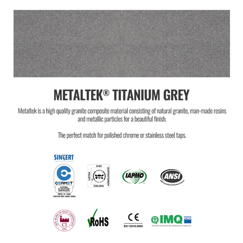 Reginox Ego Titanium Spek Granite Composite 1.5 Bowl Kitchen Sink & Vellamo Caspian Mono Mixer Tap