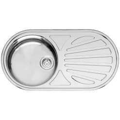 Reginox Galicia Single Bowl Stainless Steel Inset Sink & Waste with Reversible Drainer - 855 x 445mm