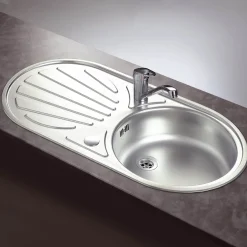 Reginox Galicia Single Bowl Stainless Steel Inset Sink & Waste with Reversible Drainer - 855 x 445mm