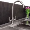 Reginox Genesis Twin Lever Kitchen Mixer Tap - Brushed Nickel