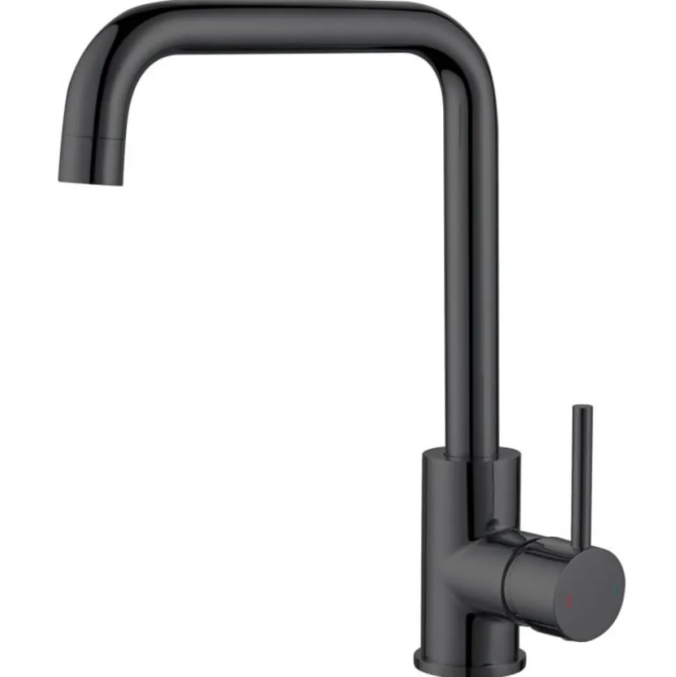 Reginox Harlem 1 Bowl Black Silvery Granite Composite Sink & Waste Kit and Vellamo Koro Black Mono Kitchen Mixer