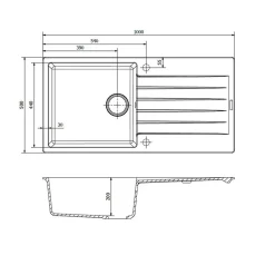 Reginox Harlem 1 Bowl Granite Composite Kitchen Sink & Waste Kit - 1000 x 500mm