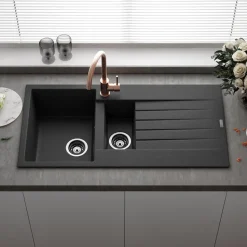 Reginox Harlem 1.5 Bowl Granite Composite Kitchen Sink & Waste Kit - 1000 x 500mm
