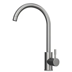 Reginox Harlem 1 Bowl Grey Silvery Granite Composite Sink & Waste Kit and Vellamo Revolve Stainless Steel Mono Kitchen Mixer