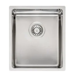 Reginox Houston 34x40 Single Bowl Stainless Steel Inset / Undermount Kitchen Sink & Waste Kit - 380 x 440mm
