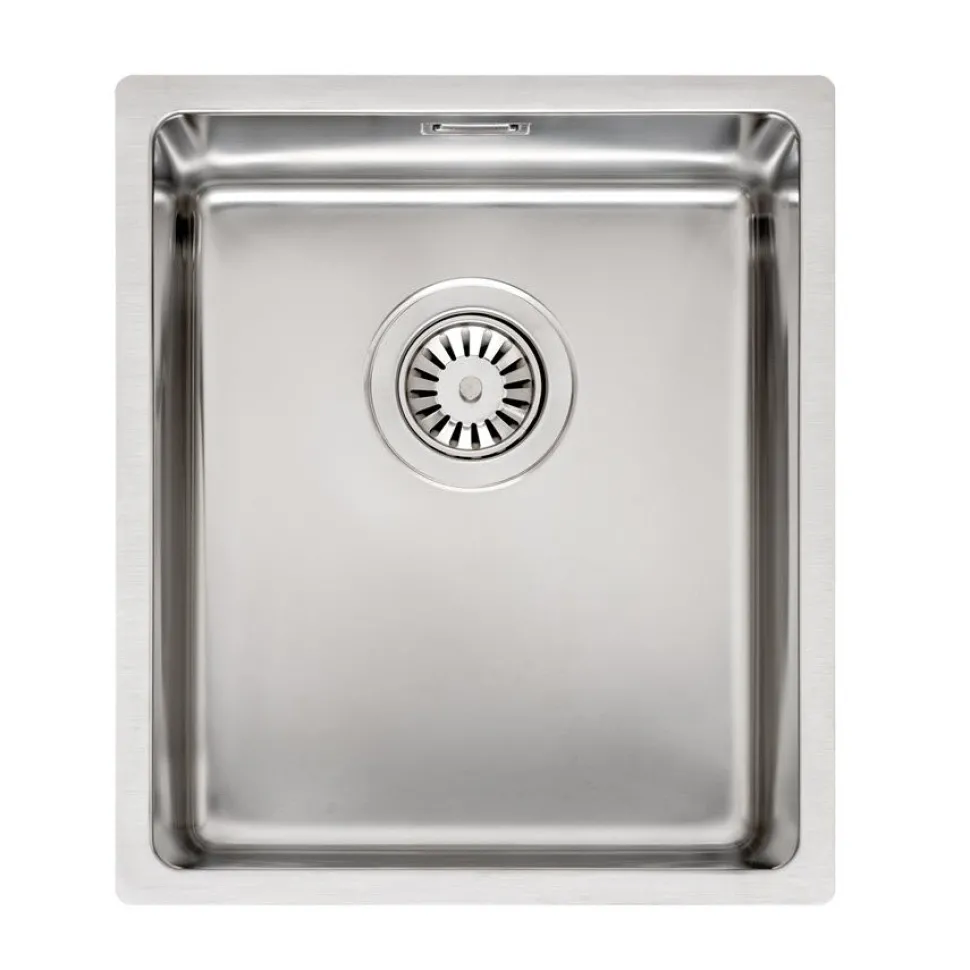 Reginox Houston 34x40 Single Bowl Stainless Steel Inset / Undermount Kitchen Sink & Waste Kit - 380 x 440mm