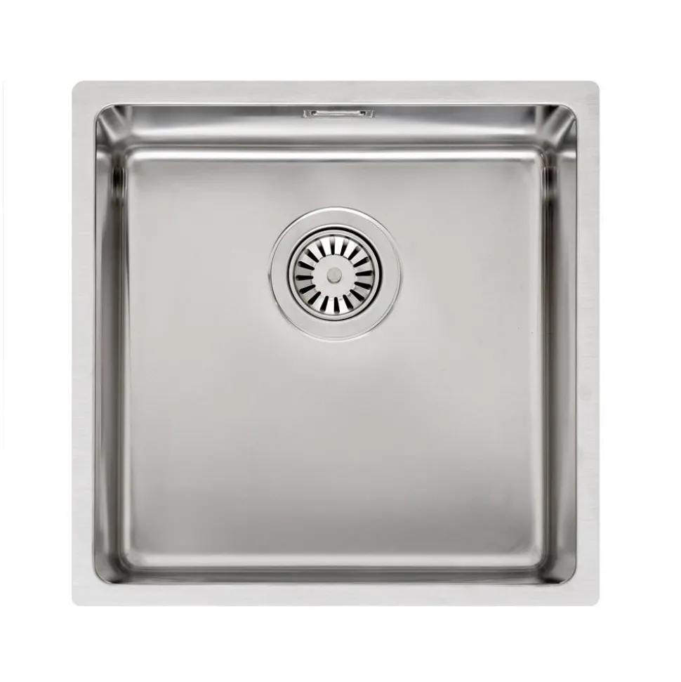Reginox Houston 40x40 Single Bowl Stainless Steel Inset / Undermount Kitchen Sink & Waste Kit - 440 x 440mm
