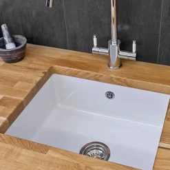 Reginox Mataro 1 Bowl Undermount White Glaze Ceramic Sink & Waste - 557 x 430mm