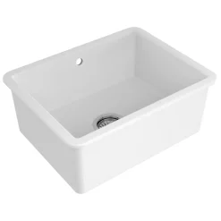 Reginox Mataro 1 Bowl Undermount White Glaze Ceramic Sink & Waste - 557 x 430mm