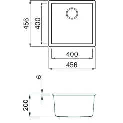 Reginox Multa 40 Single Bowl Granite Composite Inset / Undermount Kitchen Sink & Waste - 456 x 456mm
