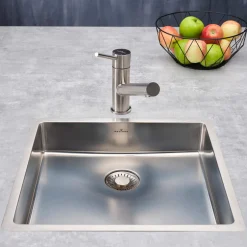 Reginox New Jersey Accessible Shallow Single Bowl Stainless Steel Inset / Undermount Kitchen Sink & Waste Kit - 440 x 410mm