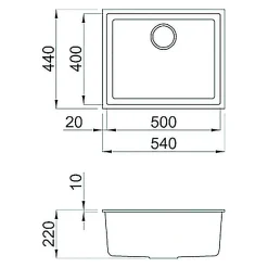 Reginox Quadra Single Bowl Granite Composite Undermount Kitchen Sink & Waste Kit - 540 x 440mm
