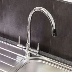 Reginox Thames WRAS Approved Twin Lever Kitchen Sink Mixer Tap - Chrome