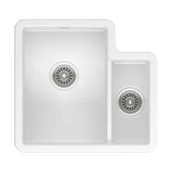 Reginox Tuscany 1.5 Bowl Undermount White Glaze Ceramic Sink & Waste - 557 x 520mm