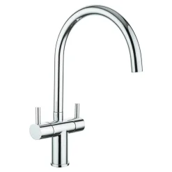 Reginox Tuscany 1.5 Bowl Undermount Ceramic Sink & Waste Kit and Vellamo Caspian Dual Lever Mono Kitchen Mixer
