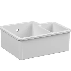Reginox Tuscany 1.5 Bowl Undermount Ceramic Sink & Waste Kit and Vellamo Caspian Dual Lever Mono Kitchen Mixer
