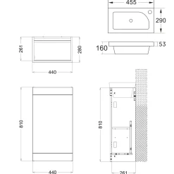 Riley 455mm Cloakroom Floorstanding Vanity Unit & Basin