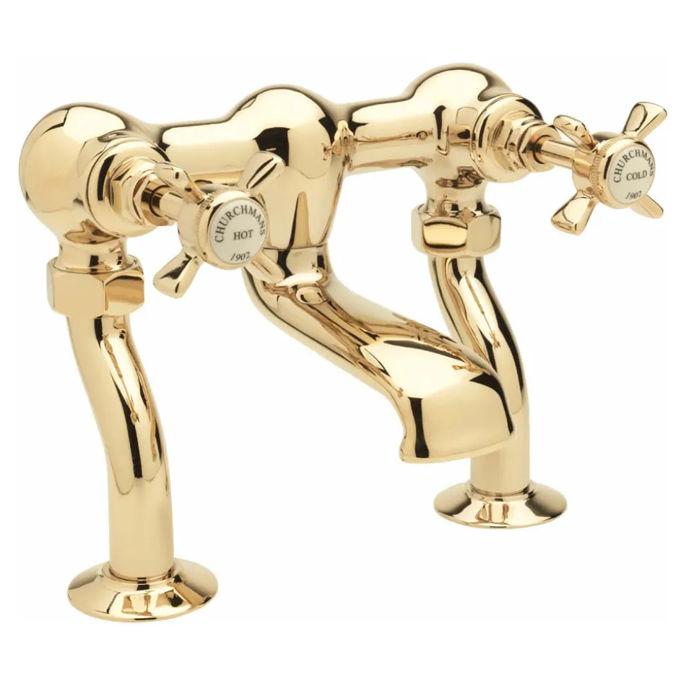 Sagittarius Churchman Deluxe Gold Deck Mounted Bath Filler
