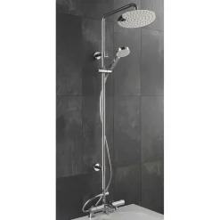 Sagittarius Logic Deck Mounted Thermostatic Bath Filler with Rigid Riser Shower Kit