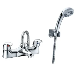 Sagittarius Prestige Twin Lever Bath Shower Mixer with Hose Handset and Wall Bracket