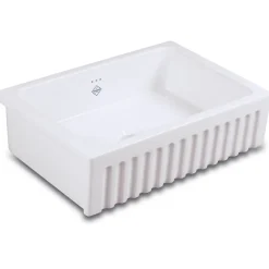 Shaws Bowland Fluted Front White Ceramic Belfast Kitchen Sink - 797 x 535mm