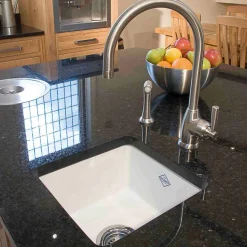 Shaws Classic Belthorn White Ceramic Single Bowl Undermount or Top Mount Kitchen Sink - 381 x 381mm
