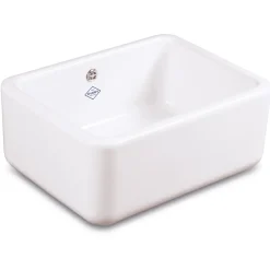 Shaws Contemporary Butler White Ceramic Single Bowl Kitchen Sink - 595mm x 460mm