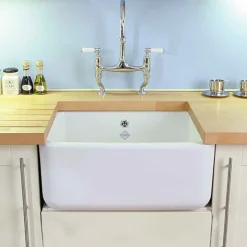 Shaws Contemporary Butler White Ceramic Single Bowl Kitchen Sink - 595mm x 460mm