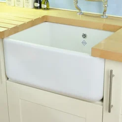 Shaws Contemporary Butler White Ceramic Single Bowl Kitchen Sink - 595mm x 460mm