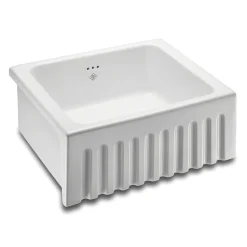Shaws Original Bowland Ceramic Single Bowl Fluted Front Sink - 595mm x 465mm