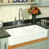 Shaws Ribchester White Ceramic Double Bowl Fluted Apron Front Sink - 795 x 465mm