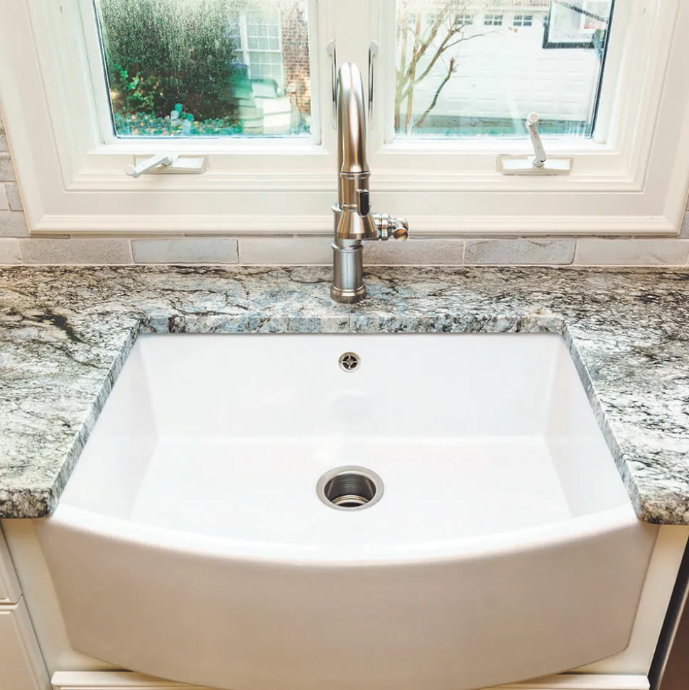 Shaws Waterside Curved Ceramic Single Bowl Belfast Kitchen Sink - 597mm x 531mm