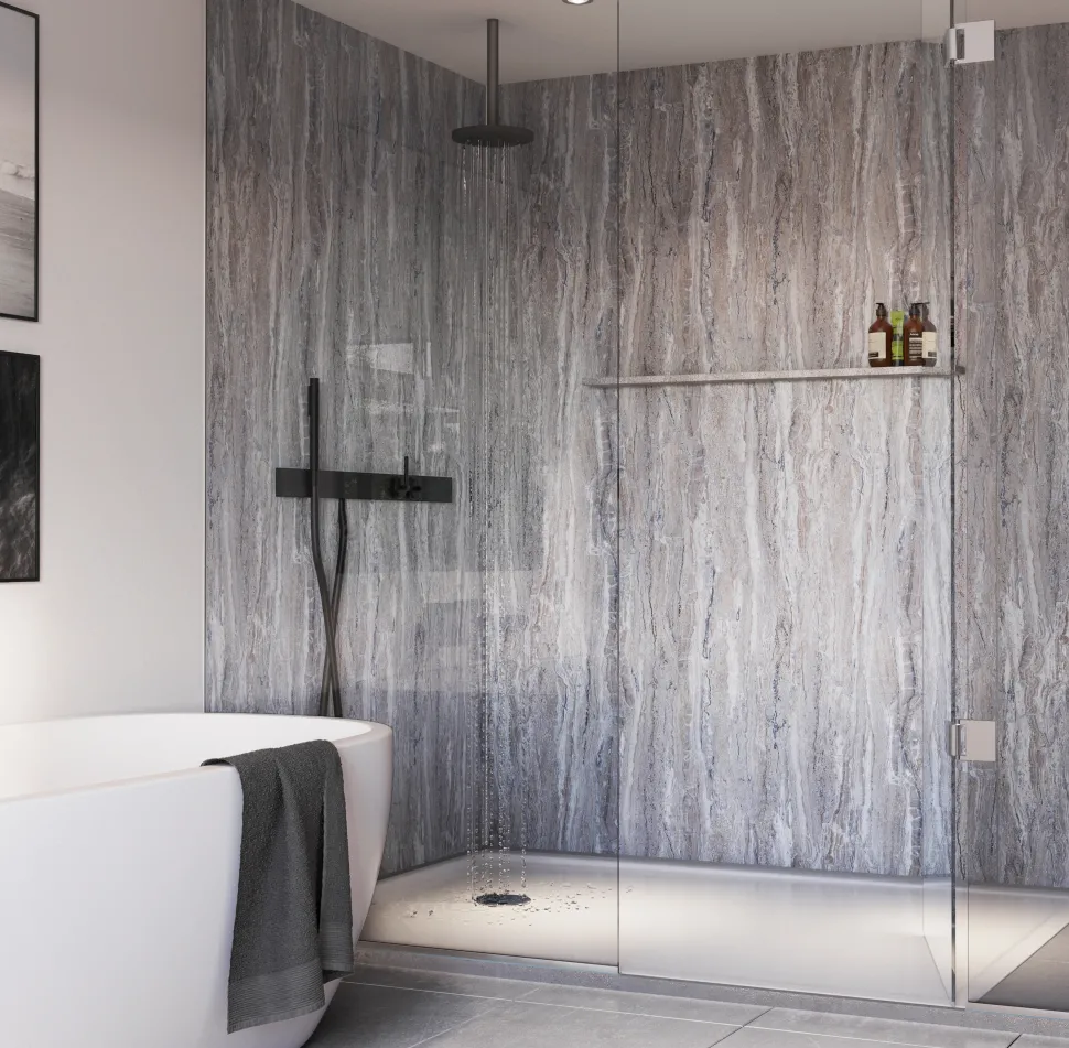 Showerwall Blue Toned Stone Laminate Bathroom Wall Panel