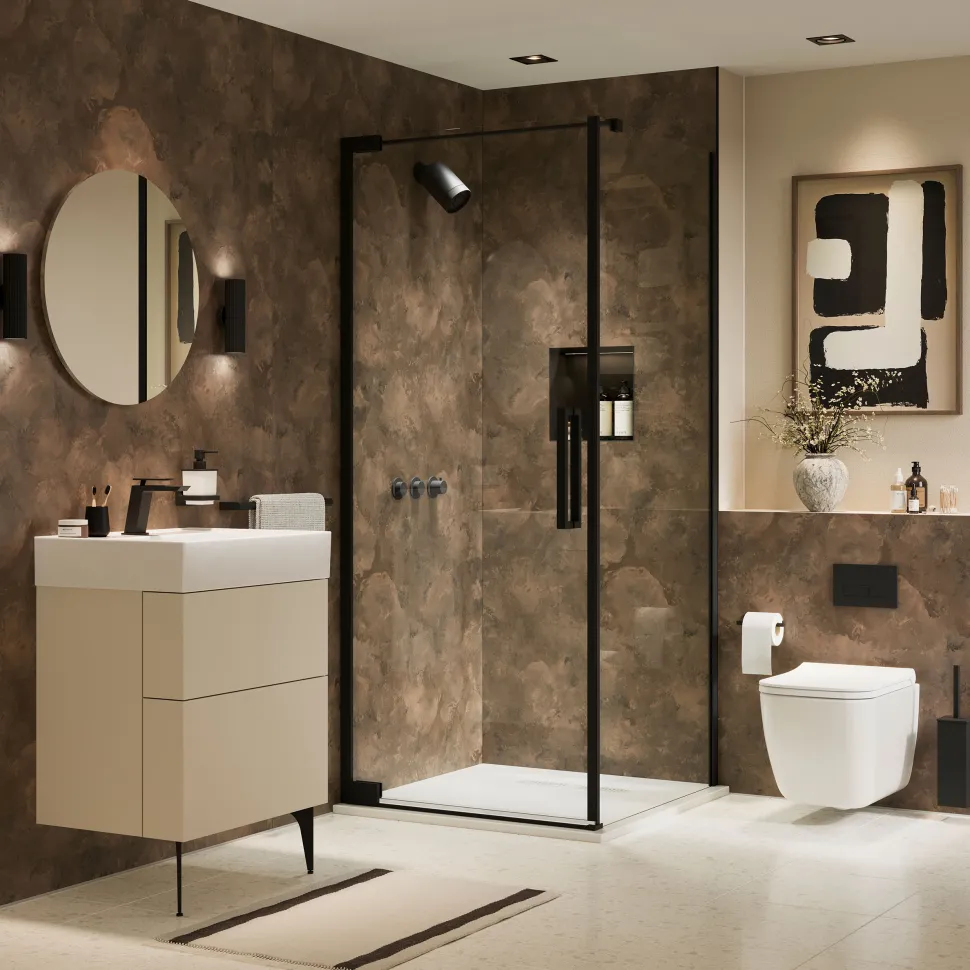 Showerwall Bronze Smoke Hydrocore Laminate Bathroom Wall Panel