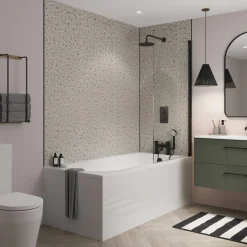 Showerwall Brushed Cloud Terazzo Laminate Tile - 2400 x 600mm