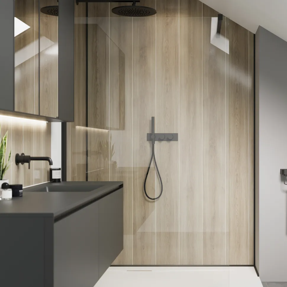 Showerwall Katla Natural Plank Laminate Tile - 2400 x 600mm