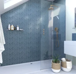 Showerwall Navy Herringbone Acrylic Bathroom Wall Panel